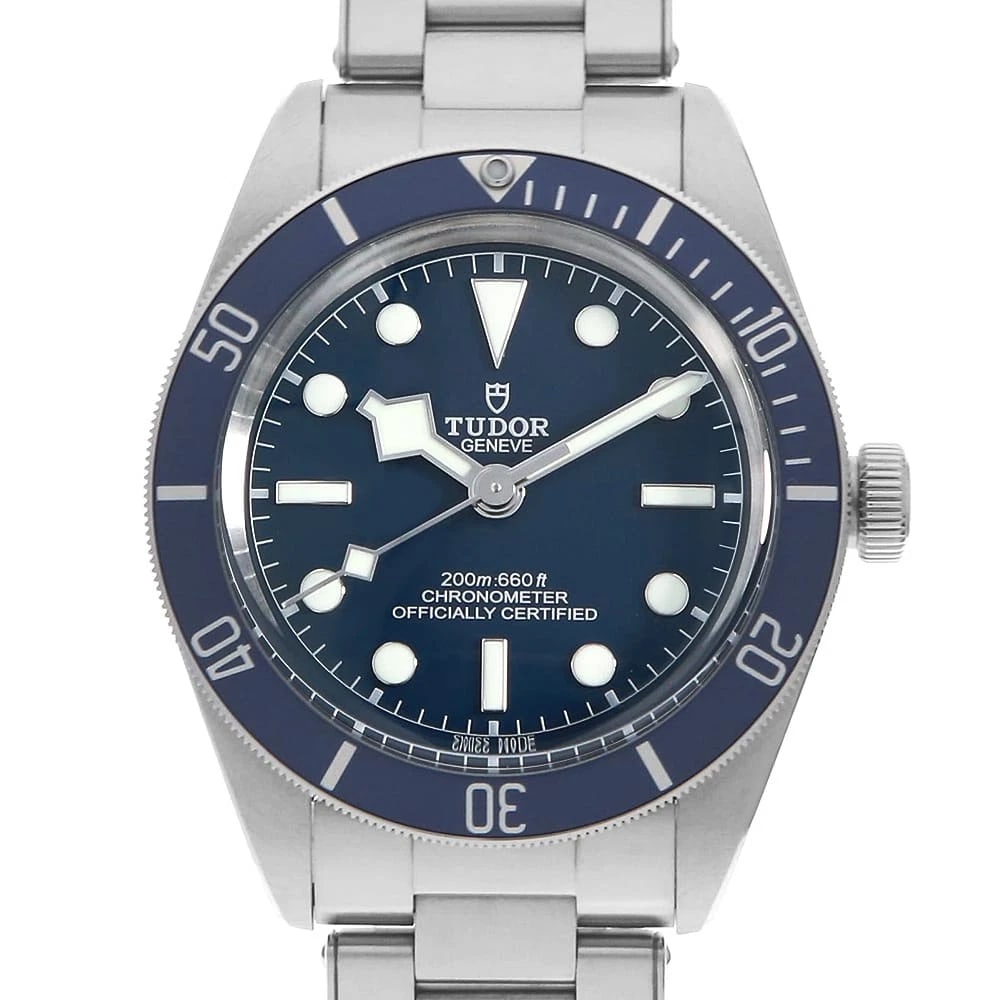 TUDOR BLACK WATCH: TUDOR Black Watch Brand: TUDOR Type: Wrist watch Material: Band Material Stainless Steel, Case Material Stainless Steel Color: Dial Color Blue Size: Case:W39mm Circumference of Wrist:18.5cm