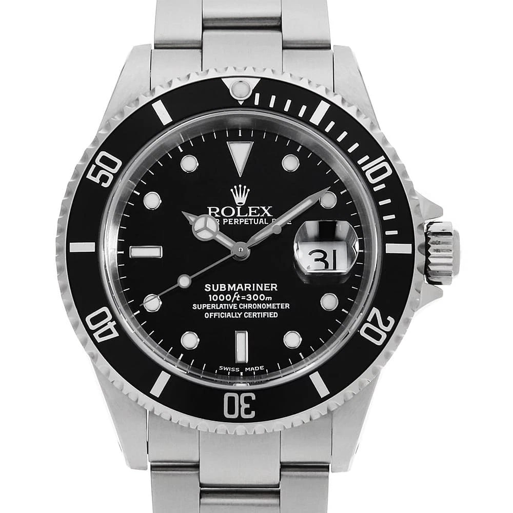 ROLEX SUBMARINER DATE BLACK WATCH: ROLEX SUBMARINER Date black Watch Brand: ROLEX Type: Wrist watch Material: Band Material Stainless Steel, Case Material Stainless Steel Color: Dial Color Black Size: Case:W40mm Circumference of Wrist: