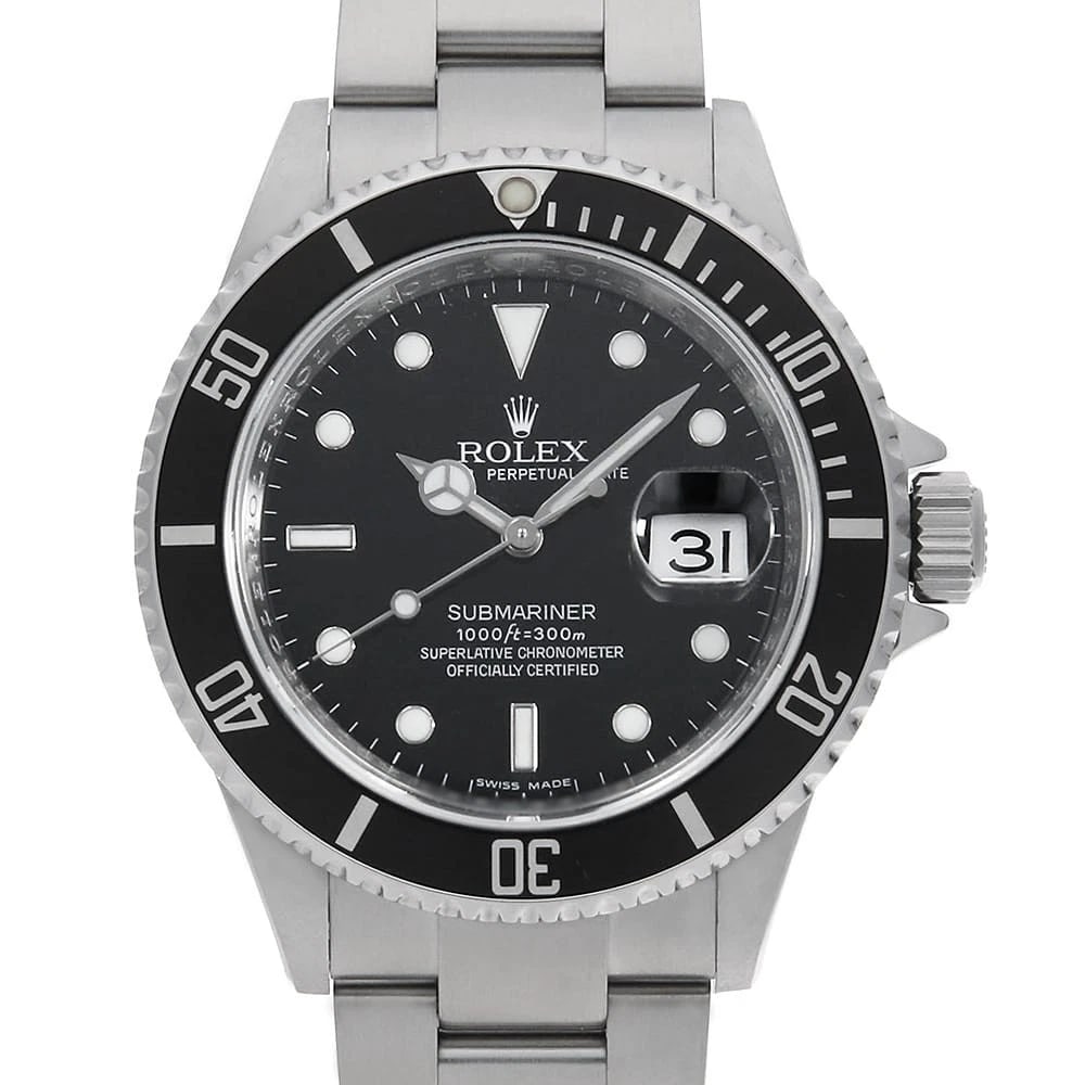 ROLEX SUBMARINER DATE BLACK WATCH: ROLEX SUBMARINER Date black Watch Brand: ROLEX Type: Wrist watch Material: Band Material Stainless Steel, Case Material Stainless Steel Color: Dial Color Black Size: Case:W40mm Circumference of Wrist: