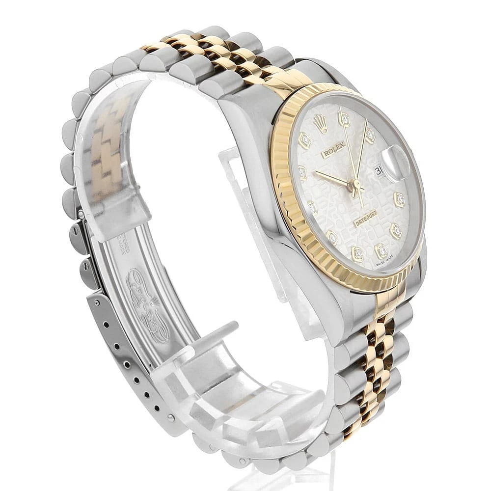 ROLEX DATEJUST DIAMOND SILVER CARVING COMPUTER WATCH - 3