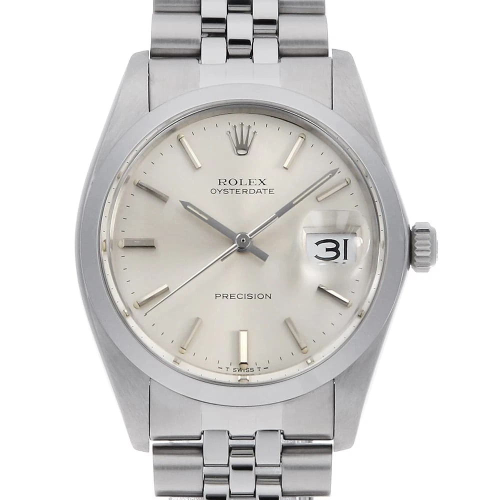 ROLEX OYSTER DATE PRECISION SILVER WATCH: ROLEX Oyster Date Precision Silver Watch Brand: ROLEX Type: Wrist watch Material: Band Material Stainless Steel, Case Material Stainless Steel Color: Dial Color Silver Size: Case:W34mm Circumference