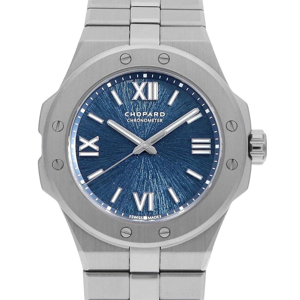 CHOPARD ALPINE EAGLE SMALL WATCH: Chopard alpine eagle small Watch Brand: Chopard Type: Wrist watch Material: Band Material Stainless Steel, Case Material Stainless Steel Color: Dial Color Blue Size: Case:W36mm Circumference of