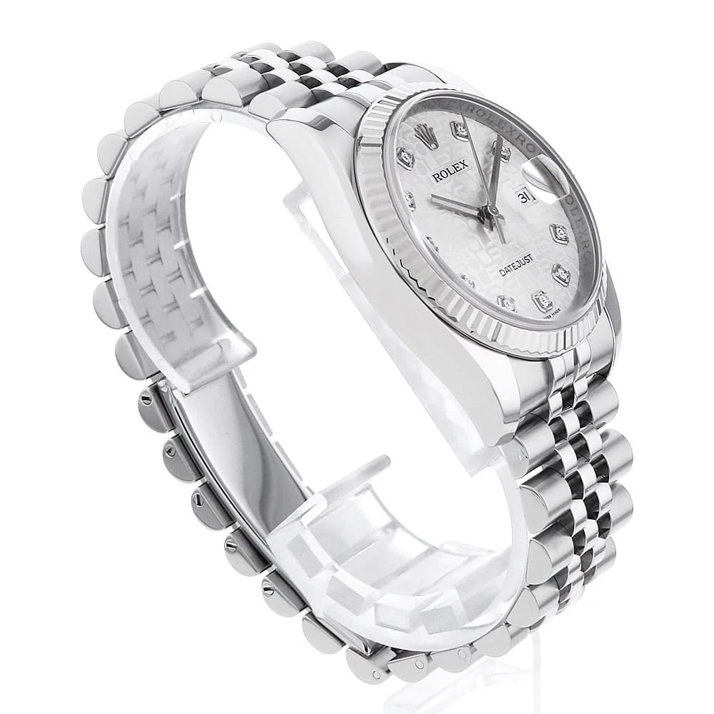 ROLEX DATEJUST DIAMOND SILVER CARVING COMPUTER WATCH - 3