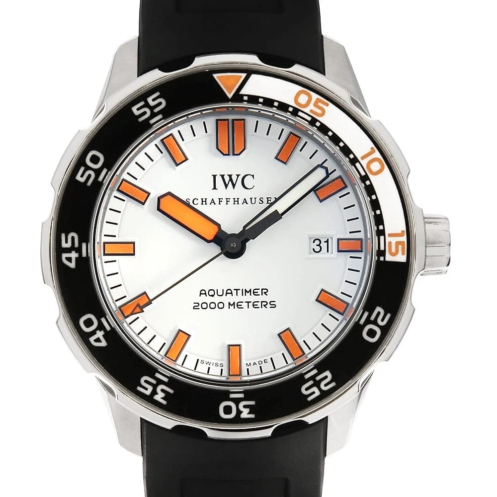 IWC AQUATIMER AUTOMATIC WATCH: IWC Aquatimer Automatic Watch Brand: IWC Type: Wrist watch Material: Band Material rubber, Case Material Stainless Steel Color: Dial Color White Size: Case:W44mm Accessories: None Accessor