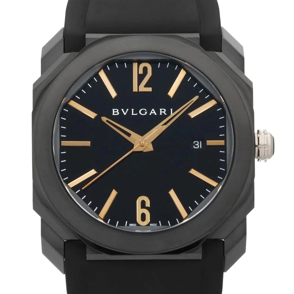 BVLGARI OKTO ULTRA NERO WATCH: BVLGARI Okto Ultra Nero Watch Brand: BVLGARI Type: Wrist watch Material: Band Material rubber, Case Material Stainless Steel(DLC coating) Color: Dial color Black Size: Case Size Diameter 41mm (Not