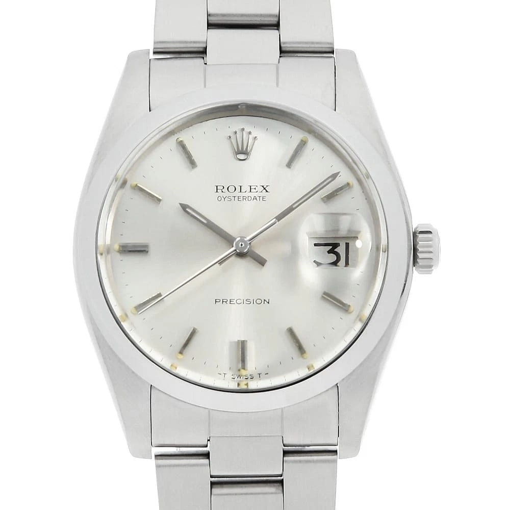 ROLEX OYSTER DATE PRECISION SILVER WATCH: ROLEX Oyster Date Precision Silver Watch Brand: ROLEX Type: Wrist watch Material: Band Material Stainless Steel, Case Material Stainless Steel Color: Dial color Silver Size: Case:W34mm Circumference o