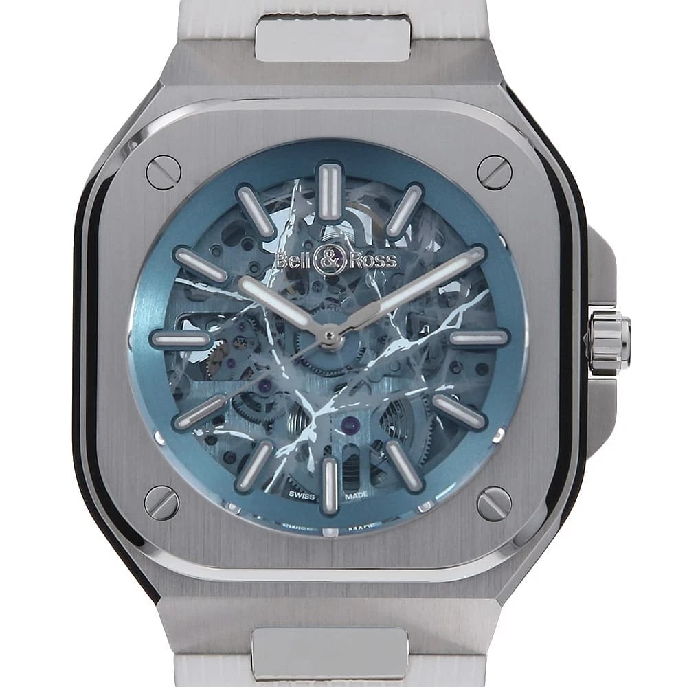 BELL&ROSS SKELETON ARCTIC BLUE WATCH: Bell&Ross Skeleton Arctic Blue Watch Brand: Bell&Ross Type: Wrist watch Material: Band Material rubber, Case Material Stainless Steel Color: Dial color Skeleton Size: Case:W40mm Accessories: None