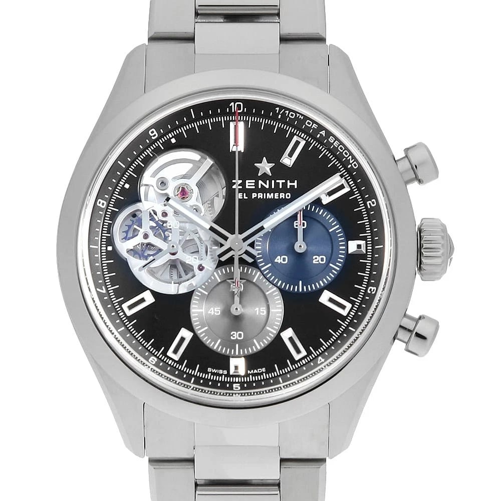 ZENITH CHRONOMASTER WATCH: ZENITH Chronomaster Watch Brand: ZENITH Type: Wrist watch Material: Band Material Stainless Steel, Case Material Stainless Steel Color: Dial color Black Size: Case:W39.5mm Circumference of Wrist:21cm