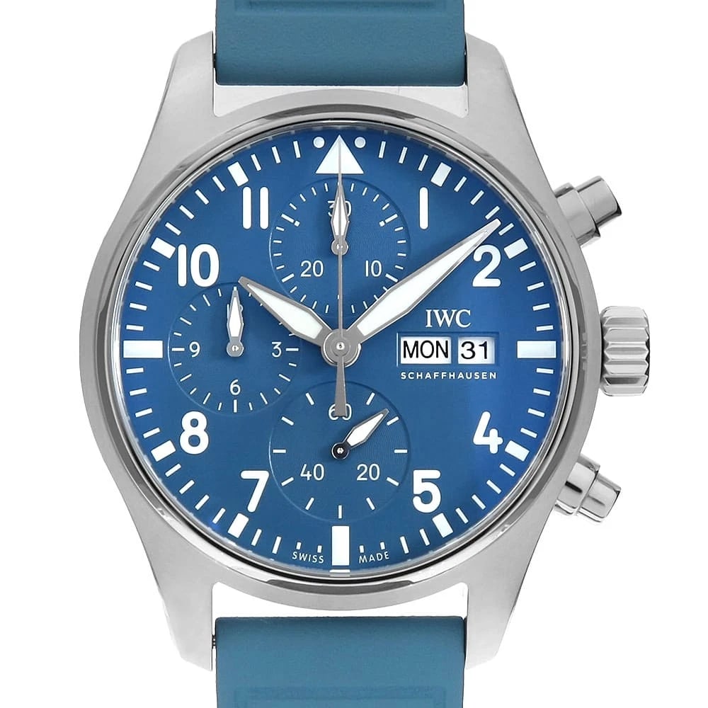 IWC PILOT'S WATCH CHRONOGRAPH WATCH: IWC Pilot's Watch Chronograph Watch Brand: IWC Type: Wrist watch Material: Band Material rubber, Case Material Stainless Steel Color: Dial color Blue Size: Case:W41mm Accessories: None Acc