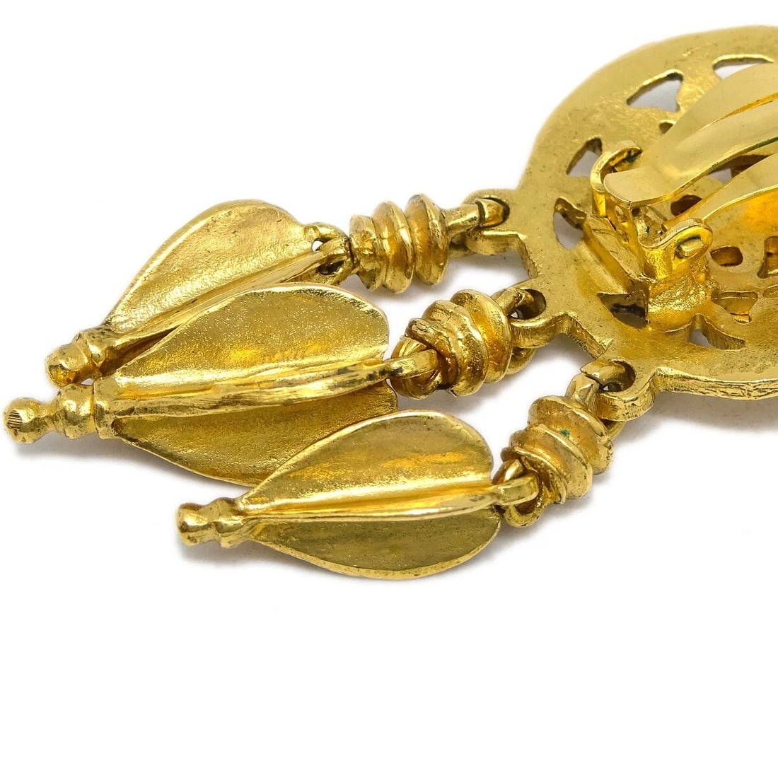 CHANEL DANGLE EARRINGS GOLD - 3