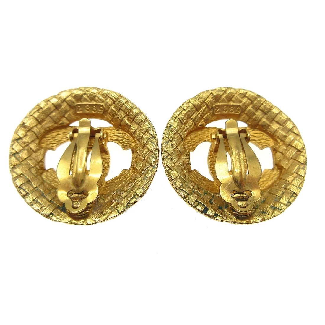 CHANEL BUTTON EARRINGS GOLD - 2