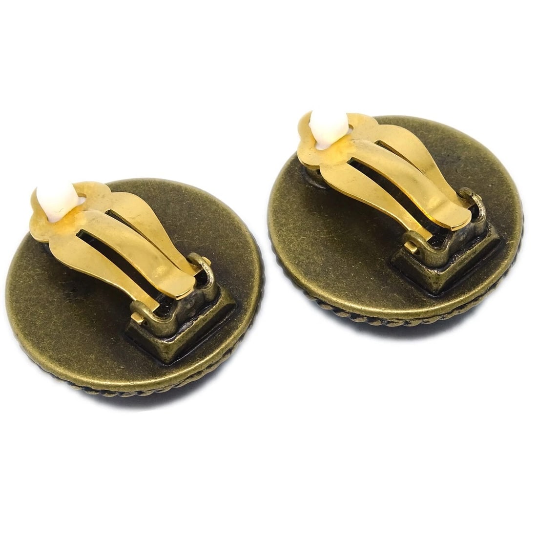 CHANEL BLACK BUTTON EARRINGS - 3