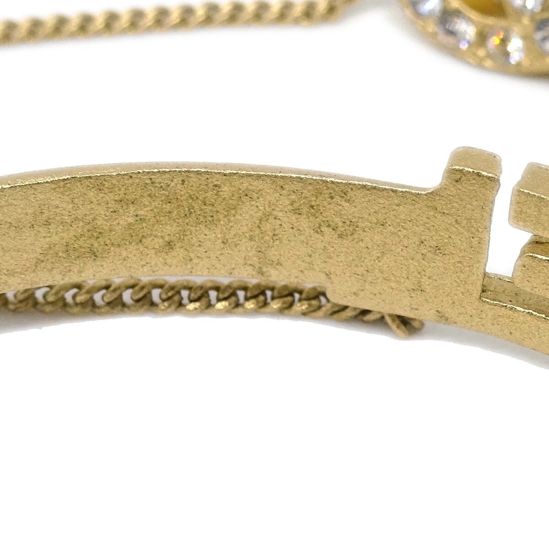 CHANEL RHINESTONE BANGLE CHAIN RING GOLD - 2