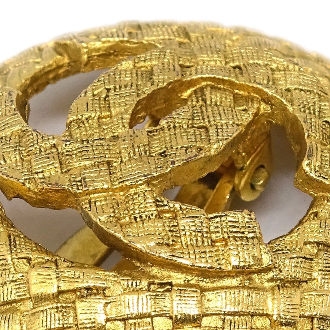 CHANEL BUTTON EARRINGS GOLD - 2