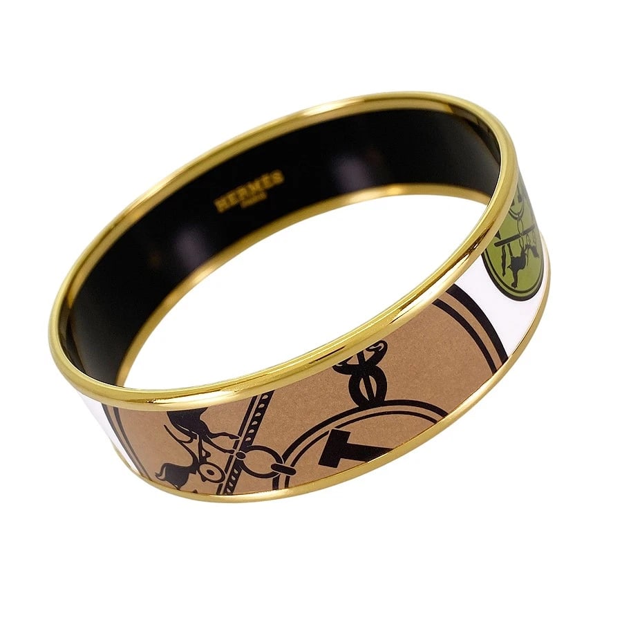 HERMES GOLD PLATED BANGLE: HERMES Gold plated Bangle Brand: HERMES Type/Style: Bangle Material: Gold Plated Color: Gold Size: width:18.2mm Wrist Size:19.5cm Accessories: None Accessories Notice: When purchasing pre-o
