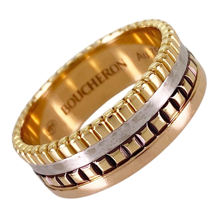 BOUCHERON QUATRE CLASSIC YELLOW GOLD RING: Boucheron Quatre Classic Yellow gold Ring Brand: Boucheron Type/Style: Ring Material: 18K Yellow Gold 18K White Gold 18K Rose Gold Color: Gold Size: US:7 Accessories: None Accessories Notice: When