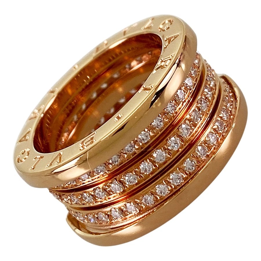 BVLGARI B.ZERO BANDS ROSE GOLD DIAMOND RING: BVLGARI B.zero bands Rose gold Diamond Ring Brand: BVLGARI Type/Style: Ring Material: 18K Rose Gold, Main Stone/Creation NATURAL Color: Gold Size: US:6.5 Accessories: None Accessories Notic