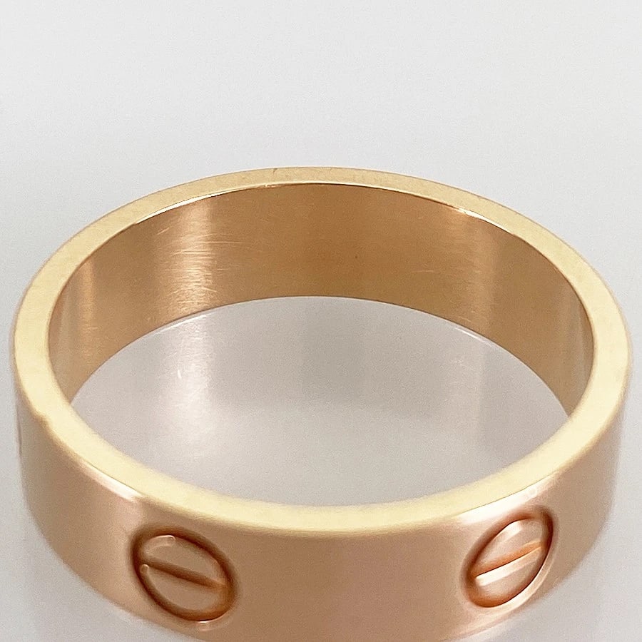 CARTIER LOVE ROSE GOLD RING: Cartier Love Rose gold Ring Brand: Cartier Type/Style: Ring Material: 18K Rose Gold Color: Gold Size: US:9.5-10 Accessories: None Accessories Notice: When purchasing pre-owned goods, please refer to