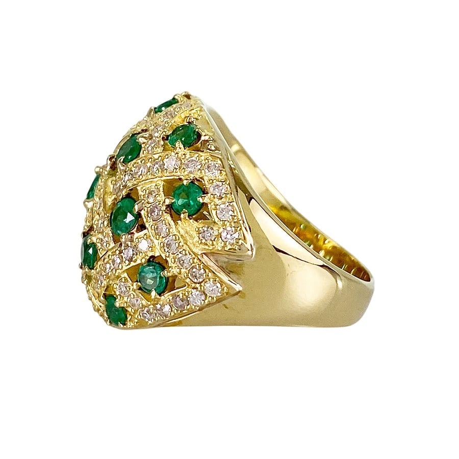 RING YELLOW GOLD EMERALD DIAMOND - 2