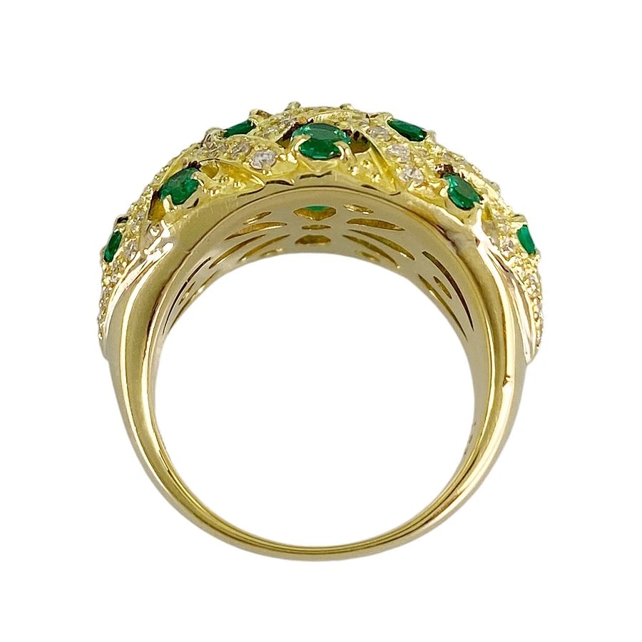 RING YELLOW GOLD EMERALD DIAMOND - 3