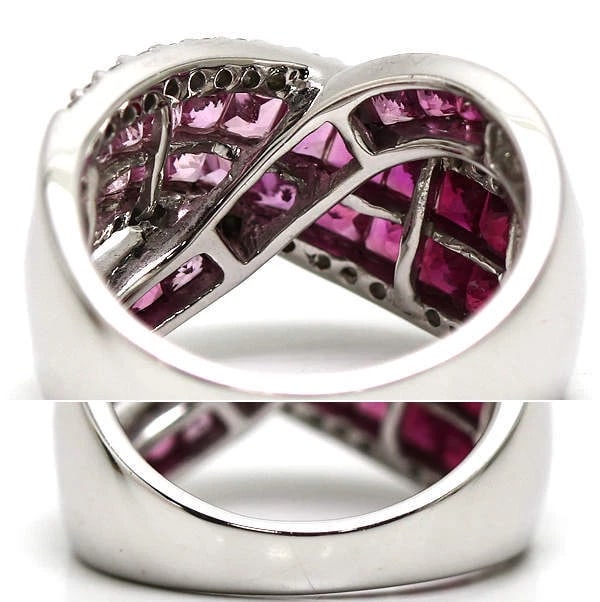 RUBY SAPPHIRE DIAMOND RING 18K WHITE GOLD - 3