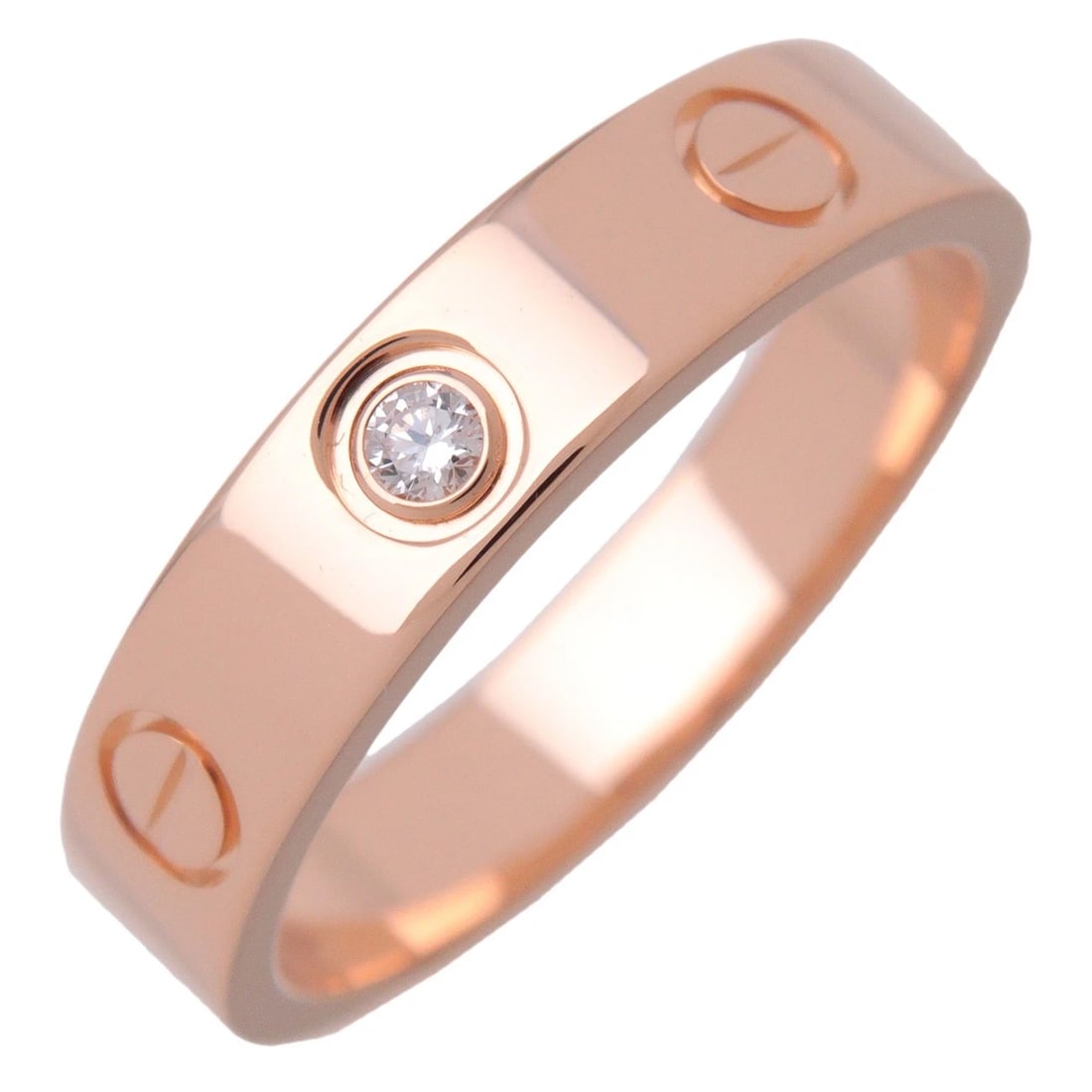 CARTIER MINI LOVE 1P DIAMOND RING 18K PINK GOLD: Cartier Mini Love 1P Diamond Ring 18K Pink Gold Brand: Cartier Type/Style: Ring Material: 750PG Color: PG Size: 5.5US Accessories: None Accessories Notice: When purchasing pre-owned goods, please