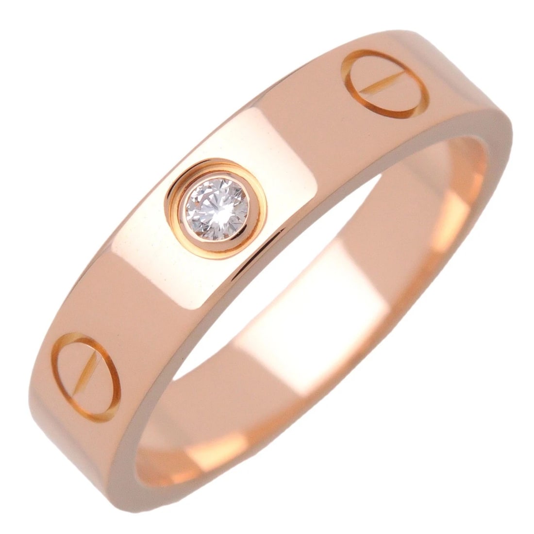 CARTIER MINI LOVE 1P DIAMOND RING 18K PINK GOLD: Cartier Mini Love 1P Diamond Ring 18K Pink Gold Brand: Cartier Type/Style: Ring Material: 750PG Color: PG Size: 4.5US Accessories: None Accessories Notice: When purchasing pre-owned goods,