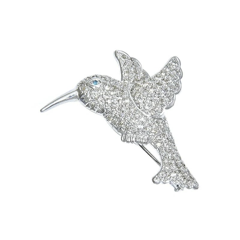 NATURAL DIAMOND BROOCH 18K WG: Natural Diamond Brooch 18K WG Brand: Unbranded Type/Style: Brooche Material: K18WG, Main Stone/Creation Natural Diamond Color: WG Size: Motif approx. 36mm x 31mm Accessories: None Accessor