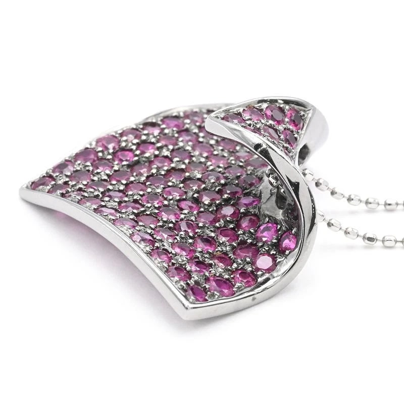 NATURAL RUBY NECKLACE 18K WG - 3