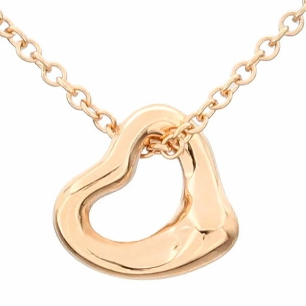 TIFFANY & CO. ELSA PERETTI OPEN HEART: Tiffany & Co. Elsa Peretti Open Heart Brand: Tiffany & Co. Type/Style: Necklace Material: K18PG Color: PG Size: Length: approx. 41cm Top: approx. W7mm x H7mm Accessories: None Accessories