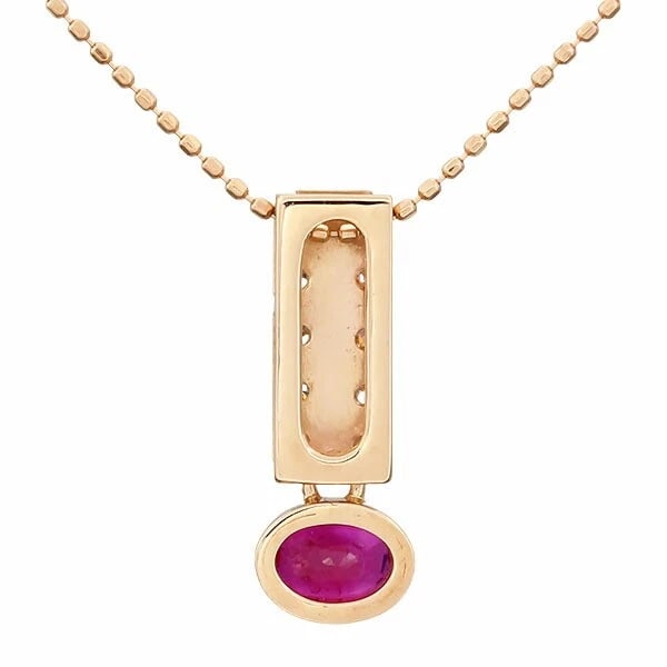 18K PG SLIDE CHAIN NECKLACE RUBY DIAMOND - 2