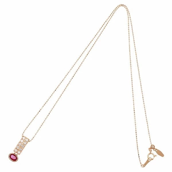 18K PG SLIDE CHAIN NECKLACE RUBY DIAMOND - 3