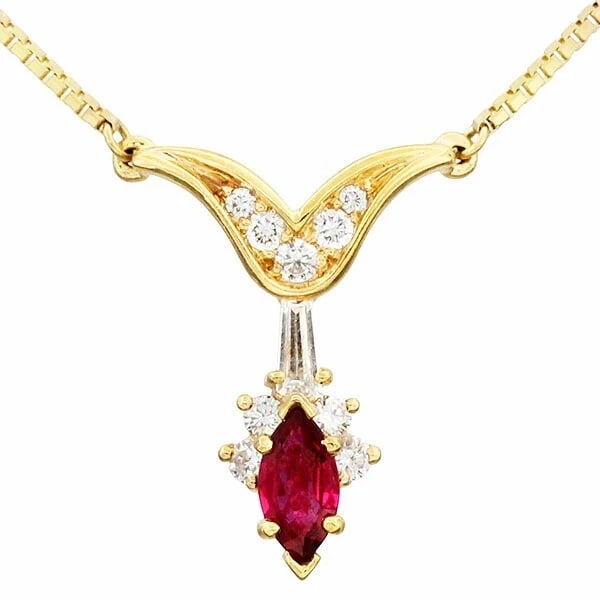 18K YG RUBY DIAMOND NECKLACE (1 of 2)