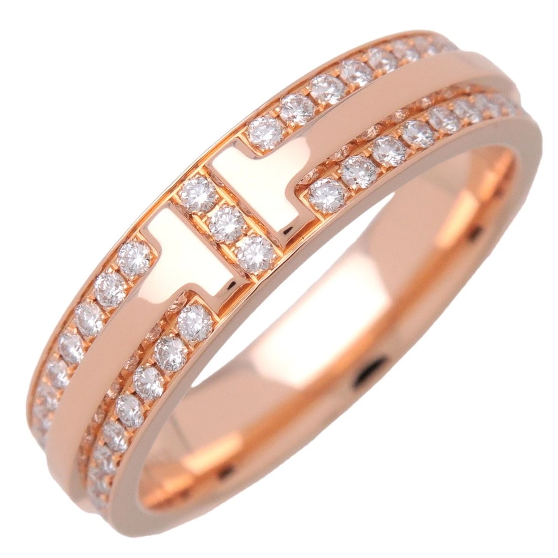 TIFFANY & CO. NARROW FULL PAVE DIAMOND RING: Tiffany & Co. Narrow Full Pave Diamond Ring Brand: Tiffany & Co. Type/Style: Ring Material: 750PG Color: PG Size: 6US Accessories: None Accessories Notice: When purchasing pre-owned goods,
