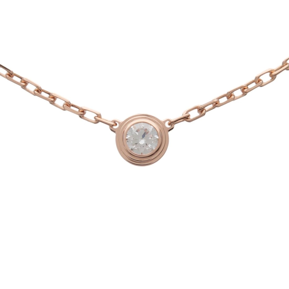 CARTIER DAMOUR SM 1P DIAMOND NECKLACE: Cartier Damour Sm 1P Diamond Necklace Brand: Cartier Type/Style: Necklace Material: 750PG Color: PG Size: W: 4.4 mm H: 4.4 mm D: 2.1 mm Chain Length (Neck Circumference): 42 cm Accessories: None <