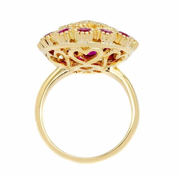 18K YG BLUE & WHITE DIAMOND RUBY RING - 2