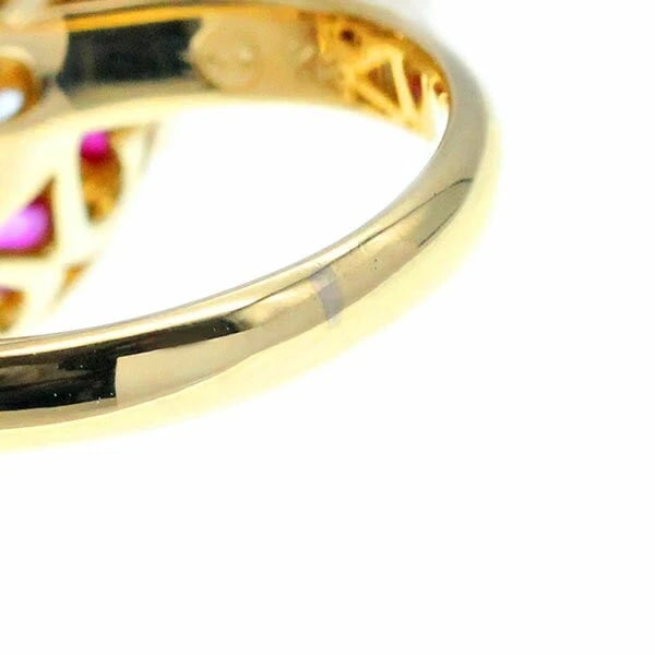 18K YG BLUE & WHITE DIAMOND RUBY RING - 4