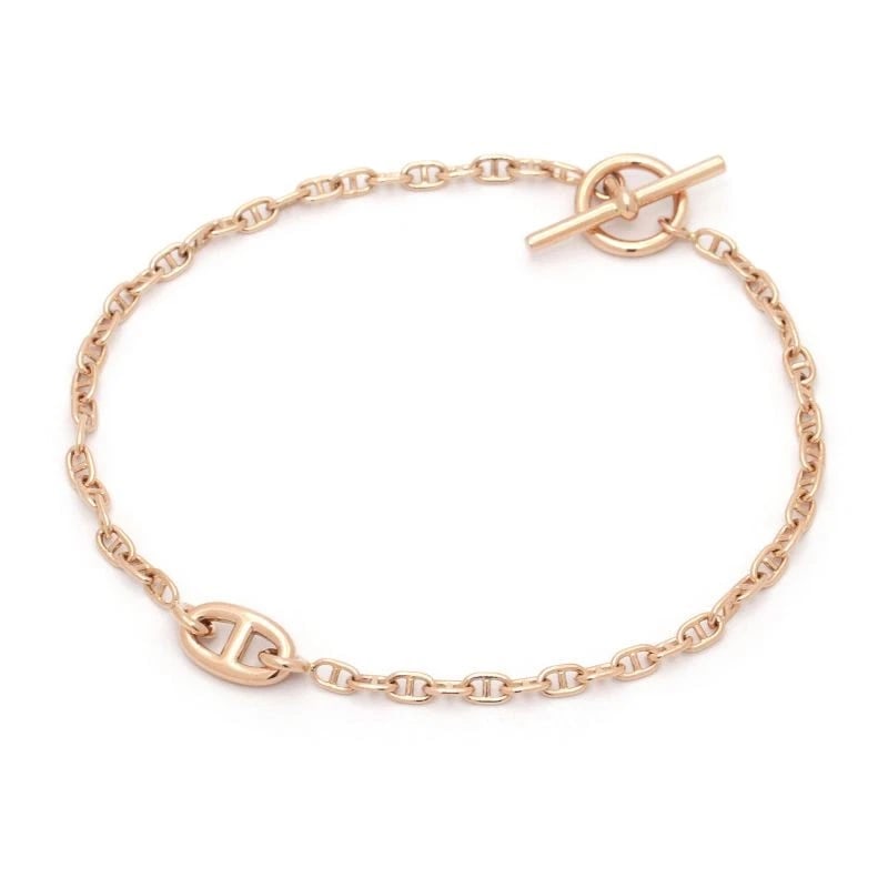 HERMES CHAINE D'ANCLE FARANDOLE BRACELET: Hermes Chaine d'Ancle Farandole Bracelet Brand: Hermes Type/Style: Bracelet Material: K18PG Color: PG Size: Arm circumference 16.5cm Length 18cm Motif width 5.5mm Bracelet width 2.1mm Accessories: