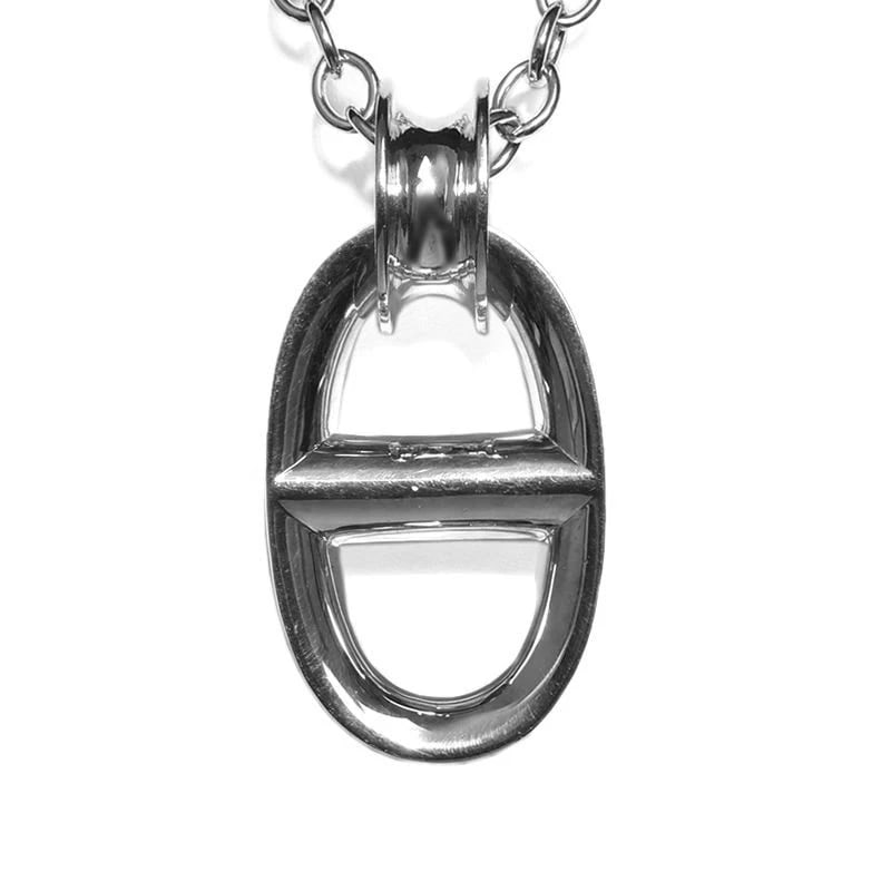 HERMES CHAINE D'ANCLE REPONCE NECKLACE: Hermes Chaine d'Ancle Reponce Necklace Brand: Hermes Type/Style: Necklace Material: SV925 Color: Silver Size: Effective length 40cm Chain width 6.0mm Motif 28mm x 56.7mm Accessories: None Accessories