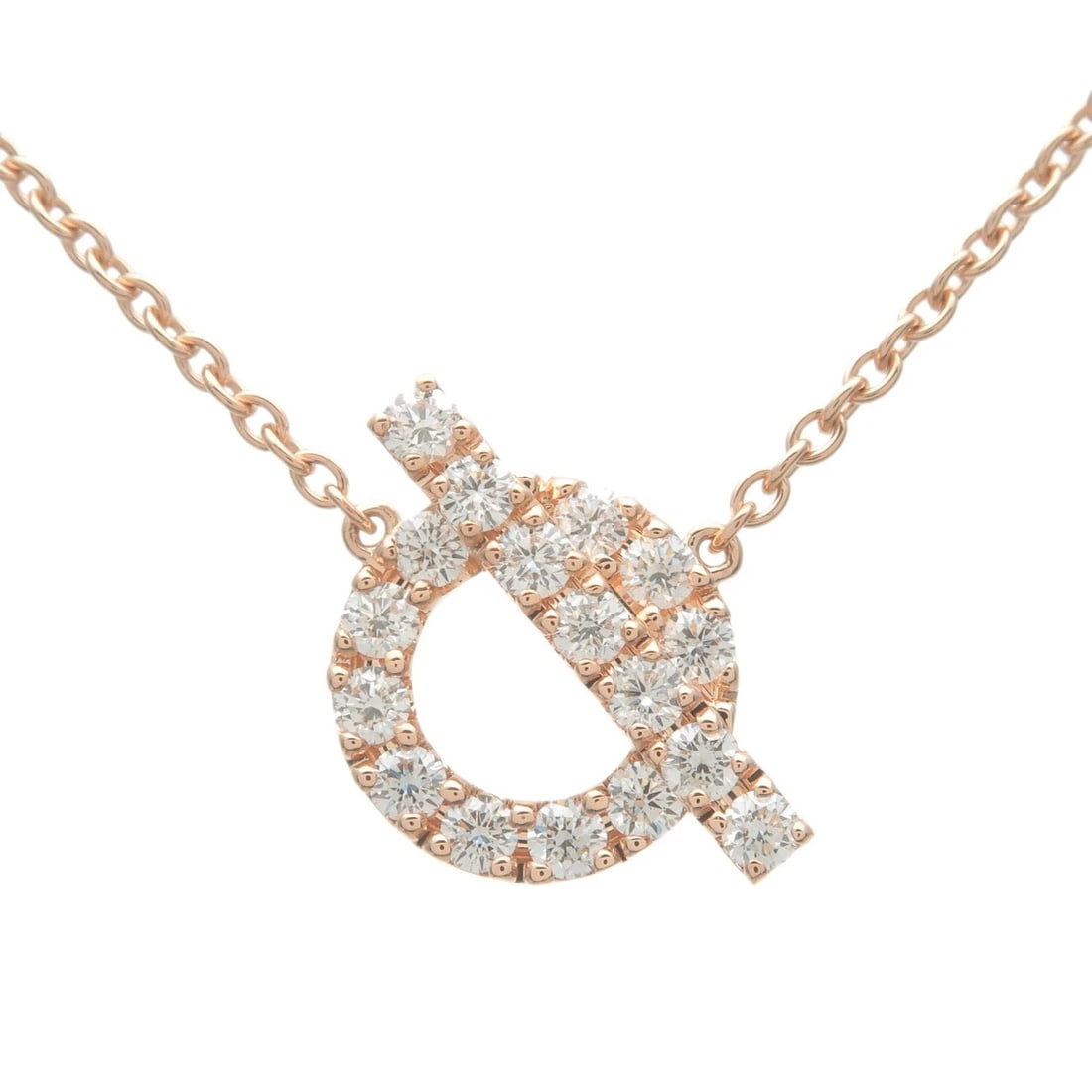HERMES FINESSE DIAMOND NECKLACE: Hermes Finesse Diamond Necklace Brand: Hermes Type/Style: Necklace Material: 750PG Color: PG Size: [Top] W10.2 × H10.3 × D3.2mm [Chain length (neck circumference)] 41cm Accessories: None