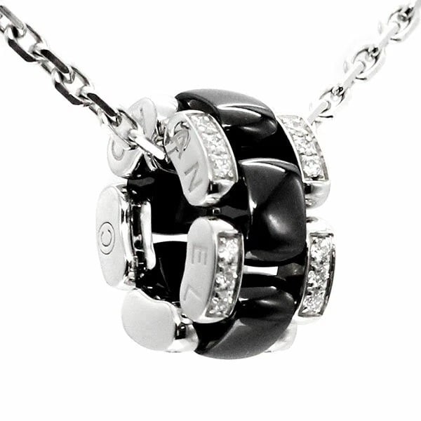 CHANEL ULTRA DIAMOND BLACK CERAMIC NECKLACE: Chanel Ultra Diamond Black Ceramic Necklace Brand: Chanel Type/Style: Necklace Material: K18WG Color: WG Size: Length: Approx. 44.5cm/40.5cm Top: Width: Approx. 7mm/Diameter: Approx. 11mm Chain