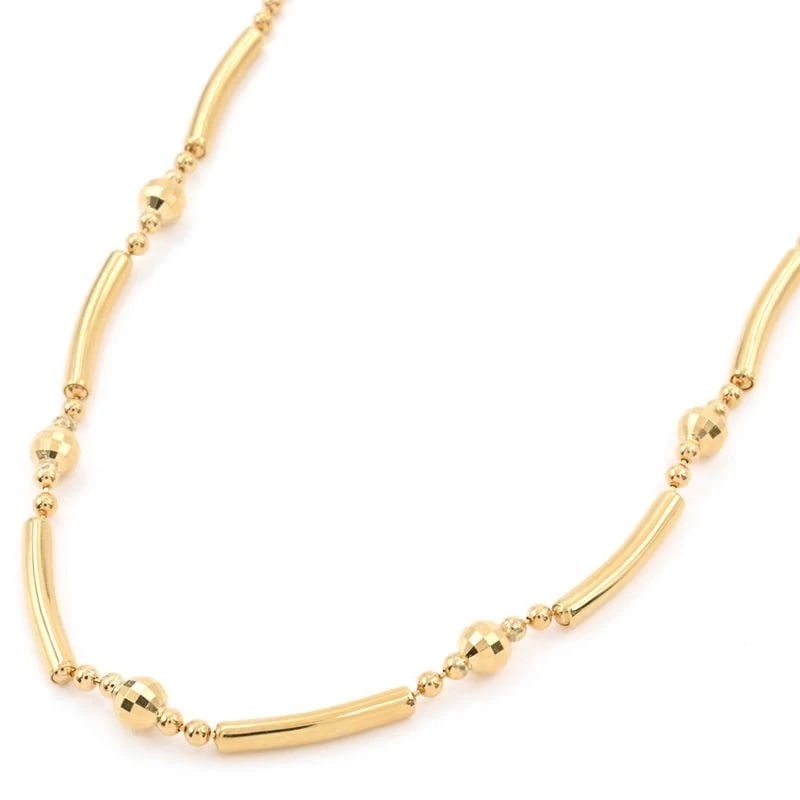 PIPE BEAD NECKLACE 18K YG: Pipe Bead Necklace 18K YG Brand: Unbranded Type/Style: Necklace Material: K18YG Color: YG Size: Effective length 40cm Pipe beads 2.7mm x 17.7mm Cut ball diameter 4.8mm Ball chain width 2.3mm