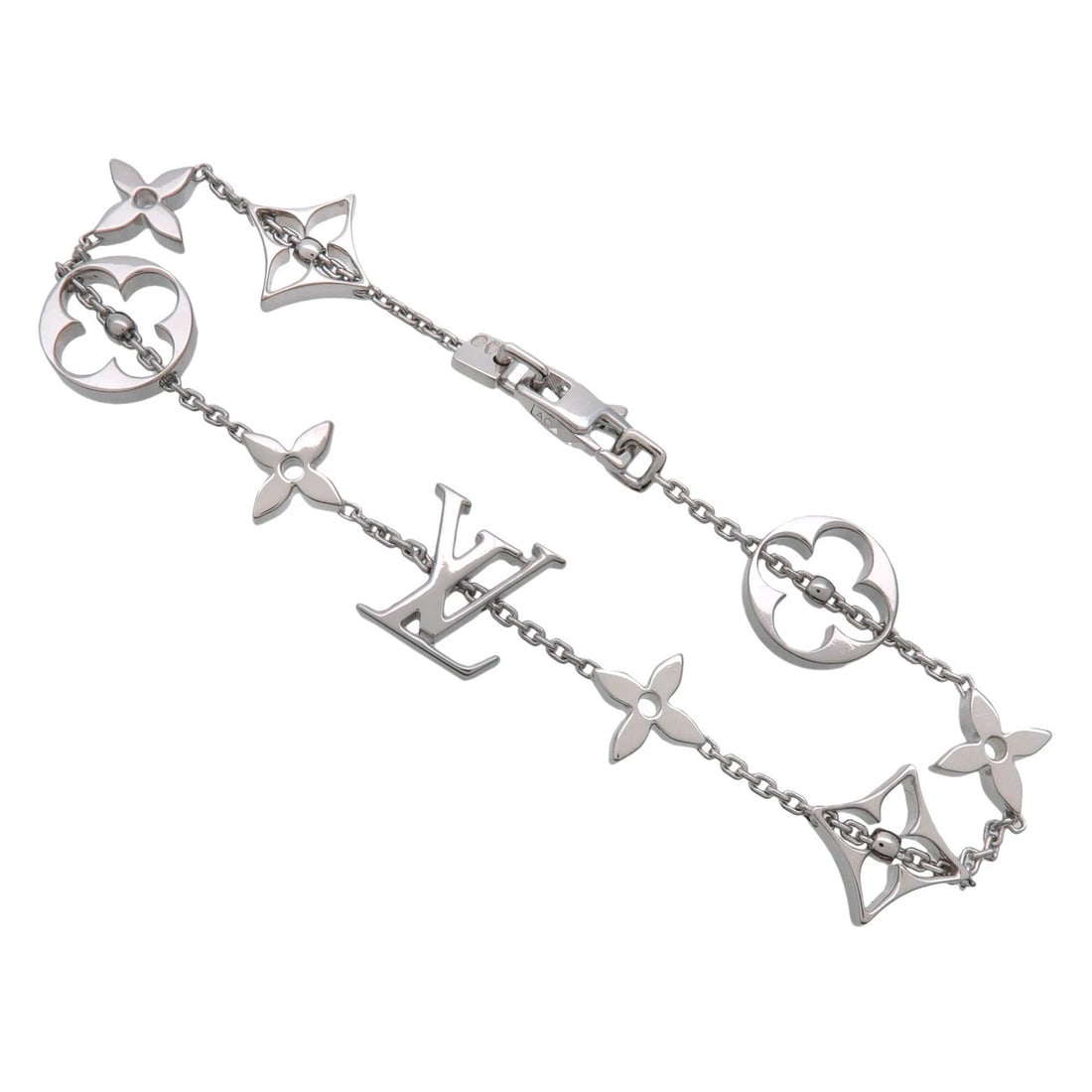 LOUIS VUITTON MONOGRAM BRACELET: Louis Vuitton Monogram Bracelet Brand: Louis Vuitton Type/Style: Bracelet Material: 750WG Color: WG Size: W: 11.15 mm H: 11.15 mm D: 2.40 mm [Wrist Circumference (Inner Circumference)]: 18 cm Acce