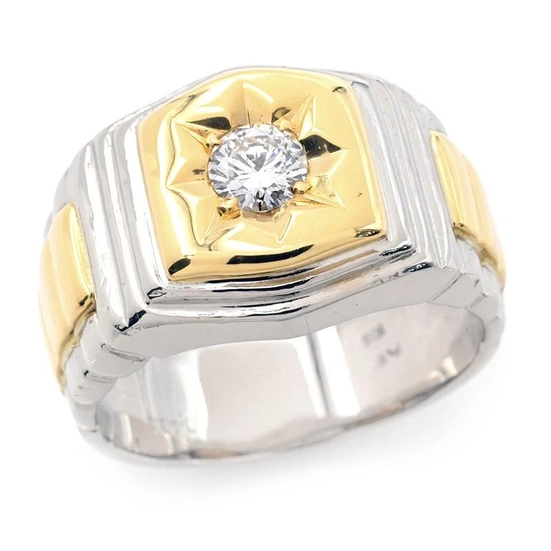 NATURAL DIAMOND RING 18K YG PT900 (1 of 2)
