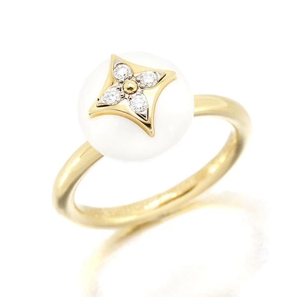 LOUIS VUITTON BERG B BLOSSOM 18K YELLOW GOLD AGATE DIAMOND RING: Louis Vuitton Berg B Blossom 18K Yellow Gold Agate Diamond Ring Brand: Louis Vuitton Type/Style: Ring Material: 750YG, Main Stone/Creation Agate Color: YG Size: 5US Accessories: None Acces