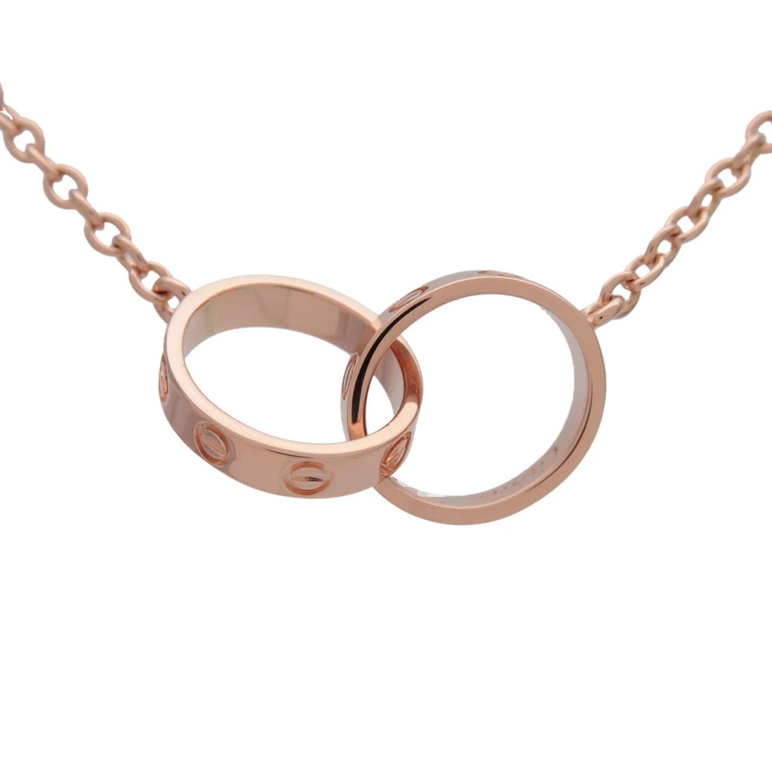 CARTIER BABY LOVE NECKLACE 18K PINK GOLD: Cartier Baby Love Necklace 18K Pink Gold Brand: Cartier Type/Style: Necklace Material: 750PG Color: PG Size: Size: W: 10.7 mm H: 9.6 mm D: 3.7 mm Chain Length (Neck Circumference): 44.5 cm Accesso