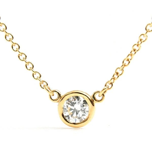 TIFFANY & CO. NECKLACE VISOR YARD 1P DIAMOND: Tiffany & Co. Necklace Visor Yard 1P Diamond Brand: Tiffany & Co. Type/Style: Necklace Material: 750YG Color: YG Size: Length: Length: approx. 41cm, Top: 4.8mm diameter (including setting)