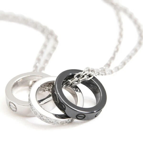 CARTIER NECKLACE LOVE THREE HOOP DIAMOND CERAMIC: Cartier Necklace Love Three Hoop Diamond Ceramic Brand: Cartier Type/Style: Necklace Material: 750WG x CE Color: None Size: Length: Length: Approx. 44.5cm (adjustable in 2 steps) Top: Diameter 10.8mm 