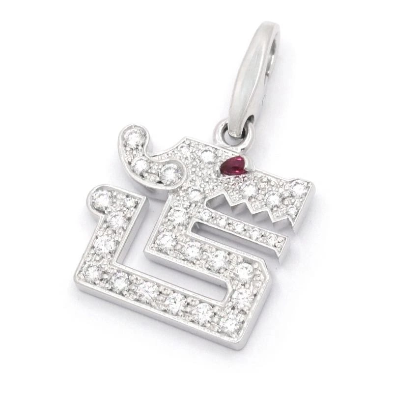 CARTIER DRAGON CHARM 18K WG DIAMOND RUBY PENDANT: Cartier Dragon Charm 18K WG Diamond Ruby Pendant Brand: Cartier Type/Style: Pendant Material: K18WG, Main Stone/Creation Ruby Color: WG Size: Motif 16.6mm x H26.5mm (including bail) Bail inner diamete