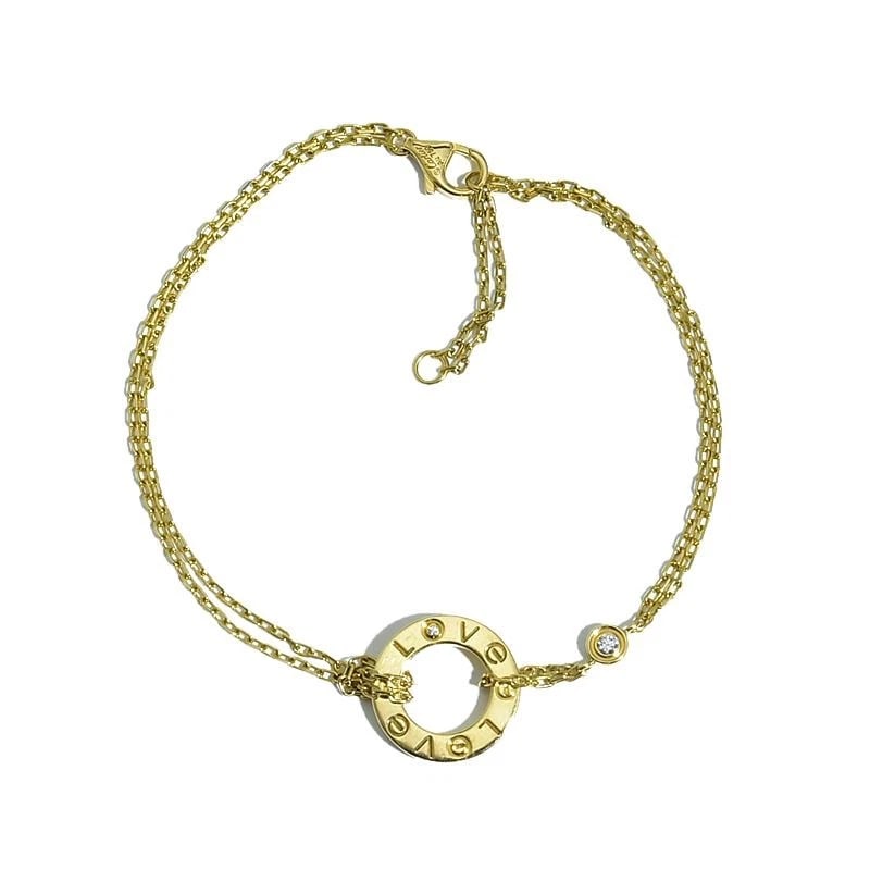 CARTIER LOVE BRACELET CHAIN 2 DIAMONDS: Cartier Love Bracelet Chain 2 Diamonds Brand: Cartier Type/Style: Bracelet Material: K18YG Color: YG Size: Size Effective length 19cm/16.5cm Chain width (per chain) 0.8mm Motif diameter 13mm Acces